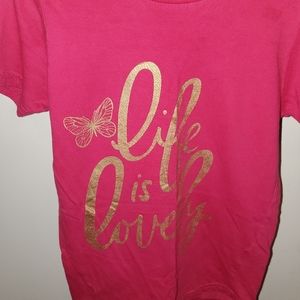 Girls "Life is Lovely" Pink Tee